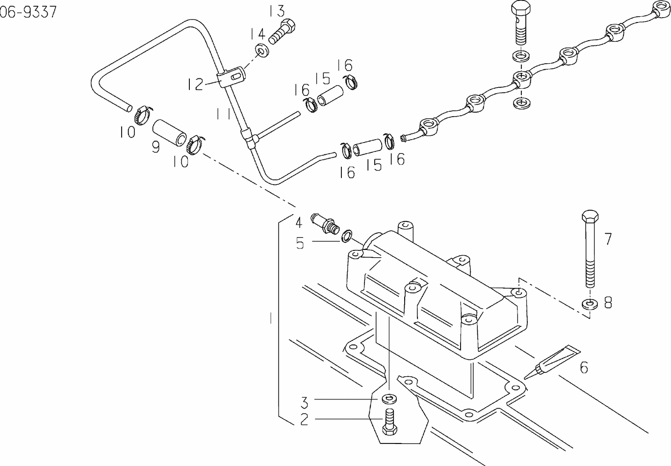 Exploded view of settling chamber bleeder line
