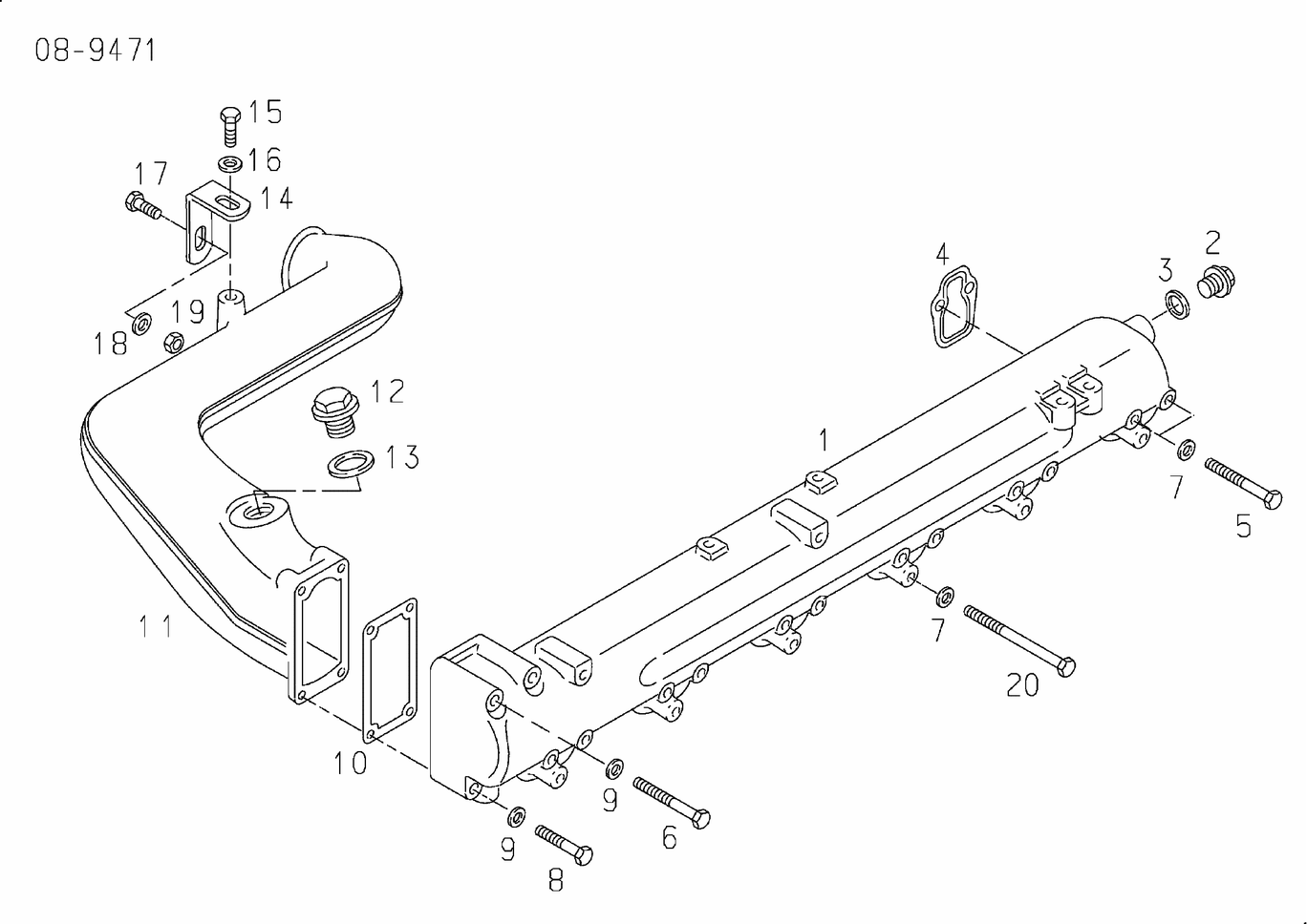 MAN D2866 LXE30 in take pipe exploded parts diagram with numbered positions