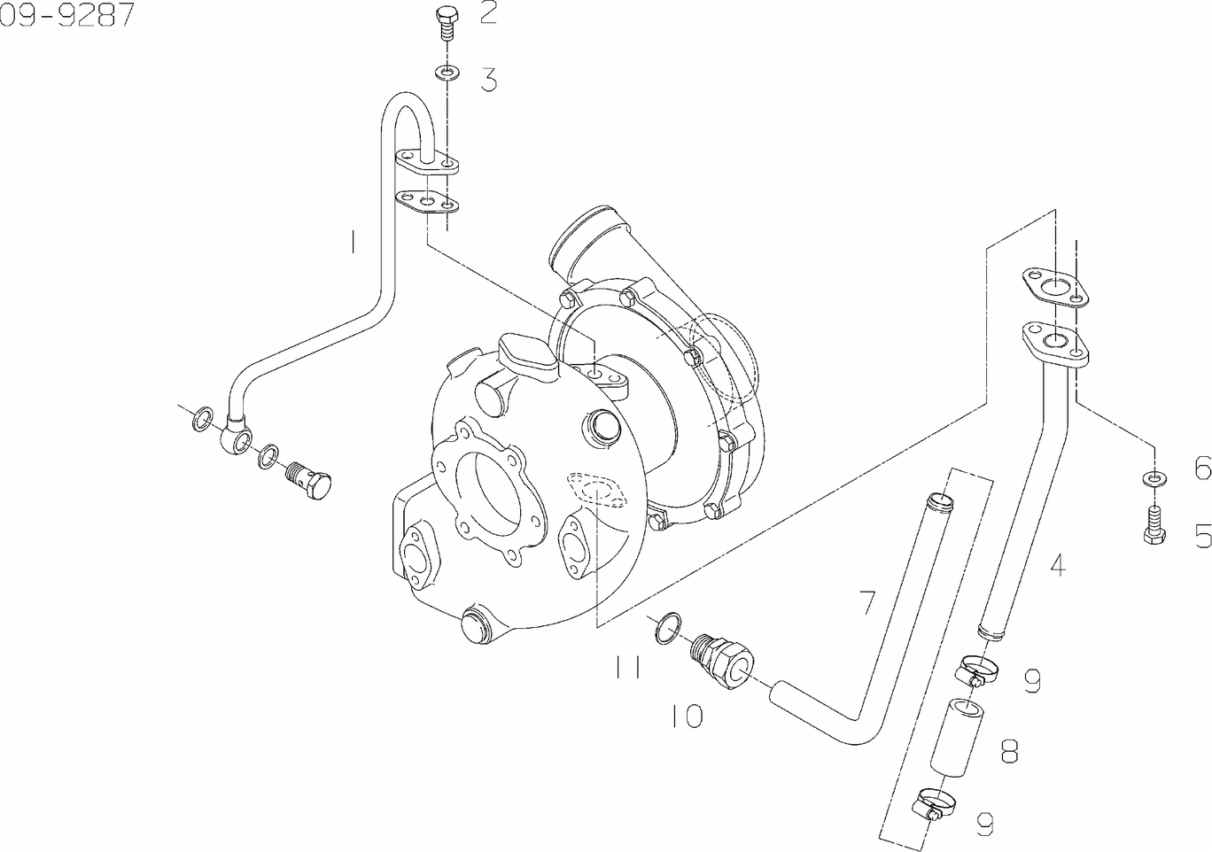 Exploded view of oil lines