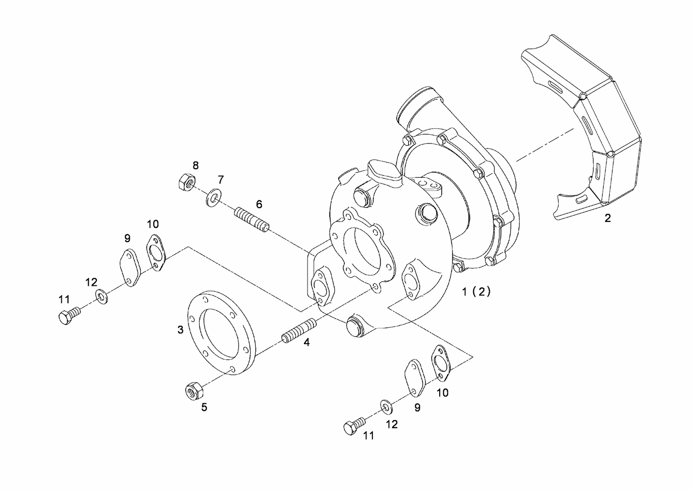 Exploded view of turbocharger