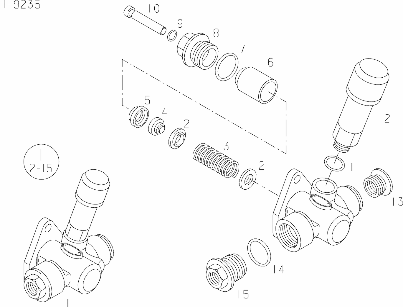 Exploded view of fuel pump components