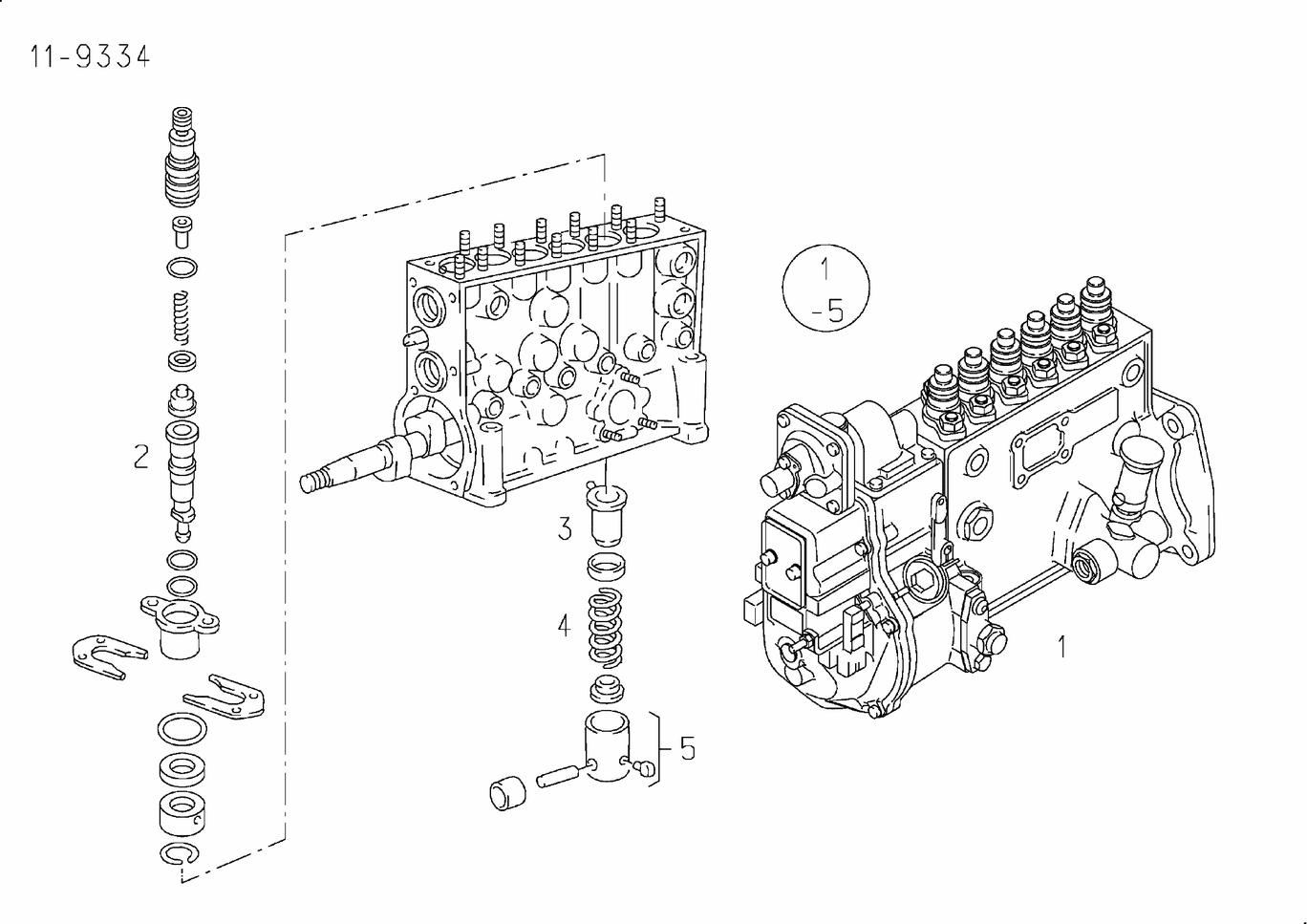 Exploded view of injection pump wear parts