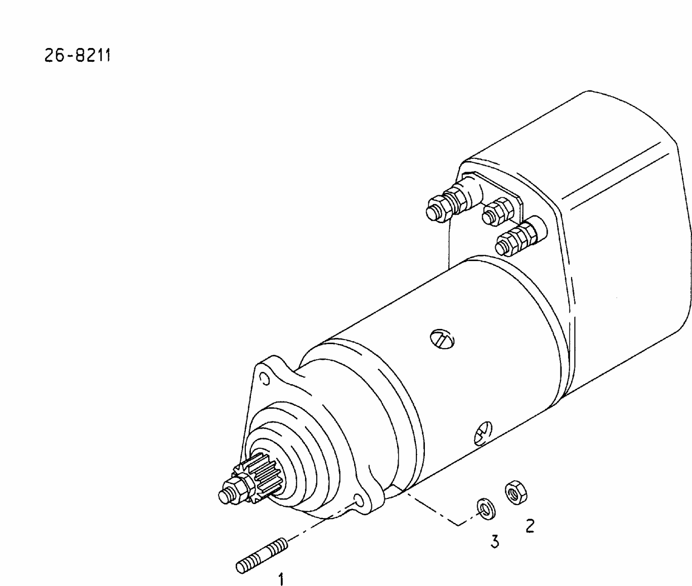 Exploded view of starter mounting parts