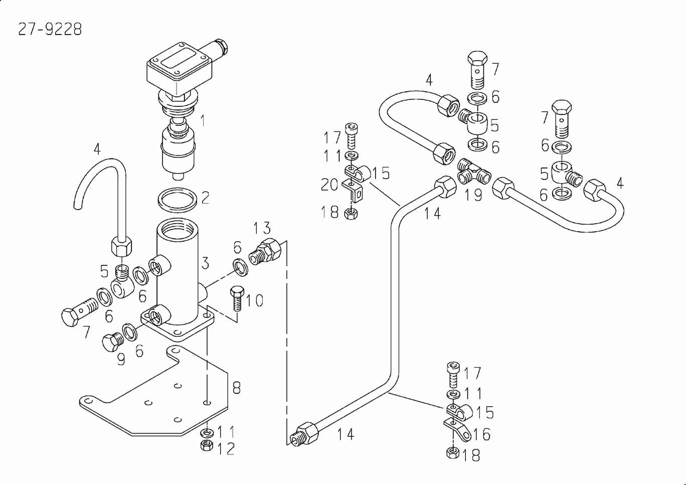 Exploded view of leakage monitor injection lines