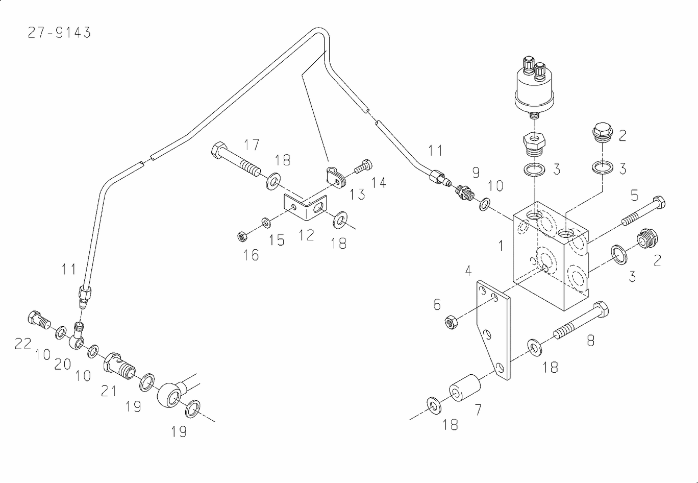 Exploded view of oil pressure control mounting parts