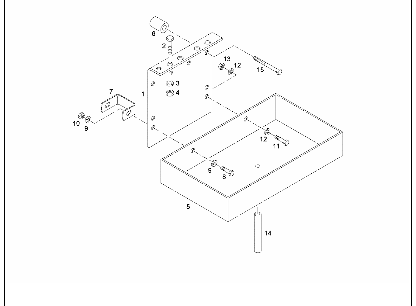 Exploded view of fuel filter mounting parts