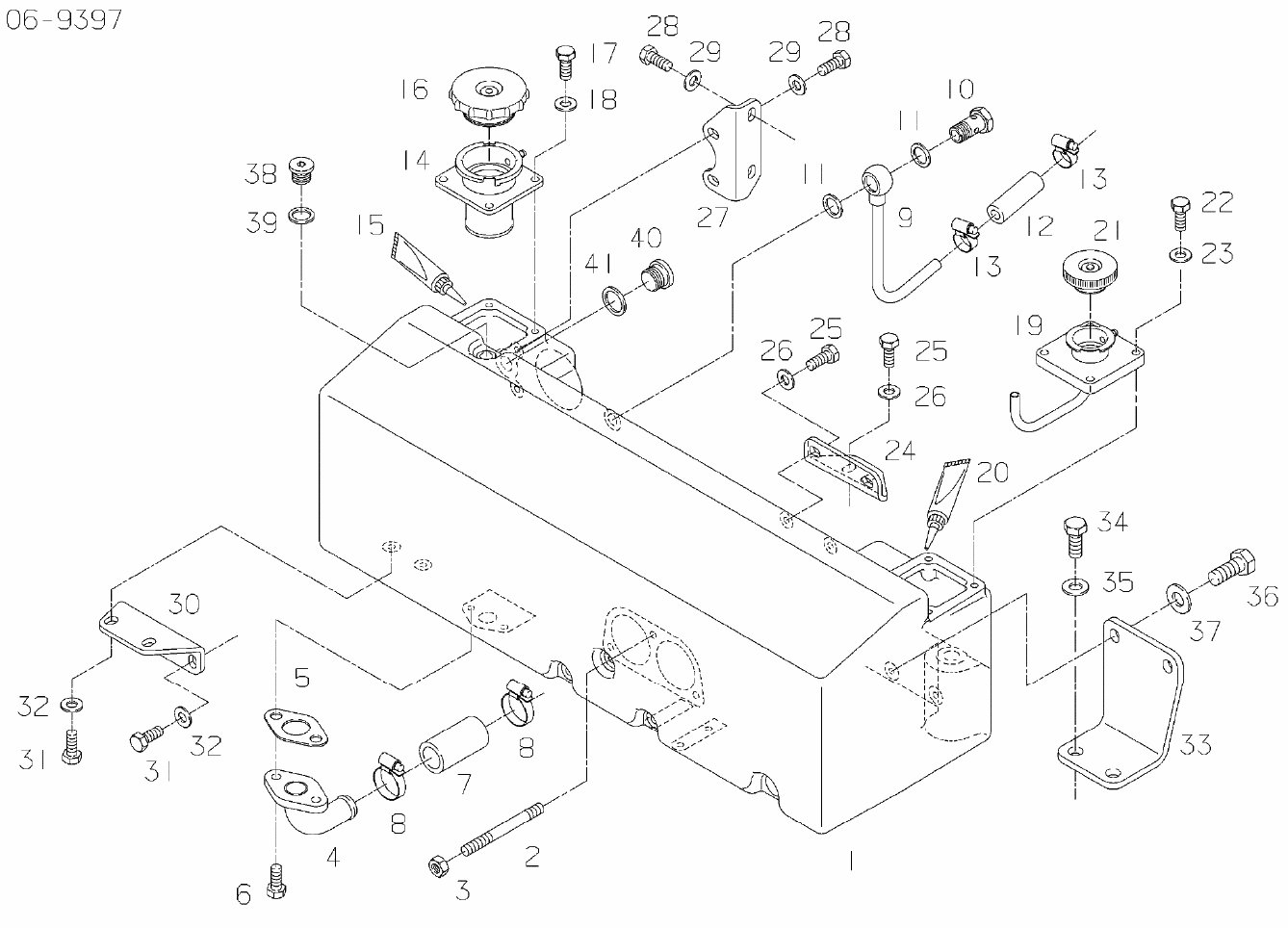 MAN surge tank / heat exchanger assembly exploded diagram containing coolant expansion tank 51.06102-6116, with numbered components