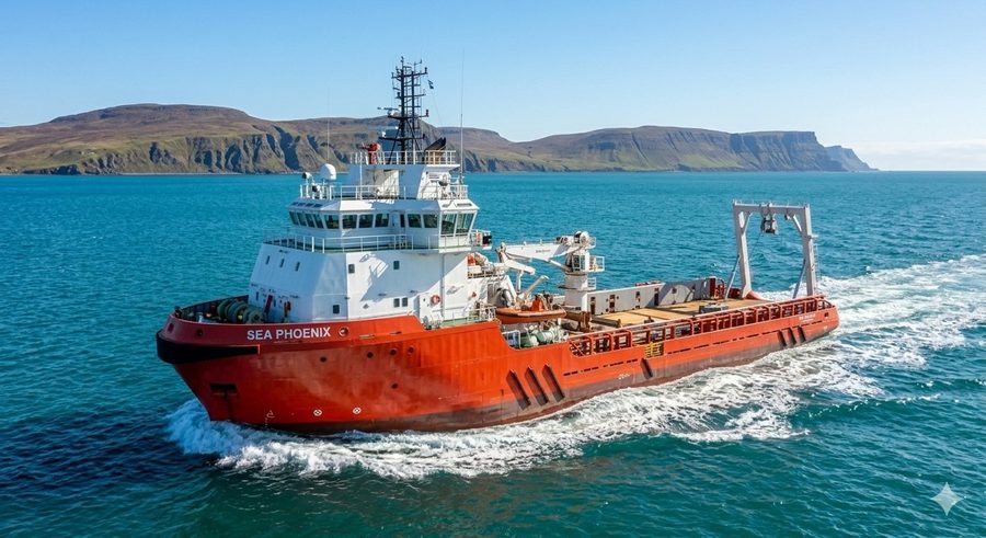 Offshore supply vessel at sea