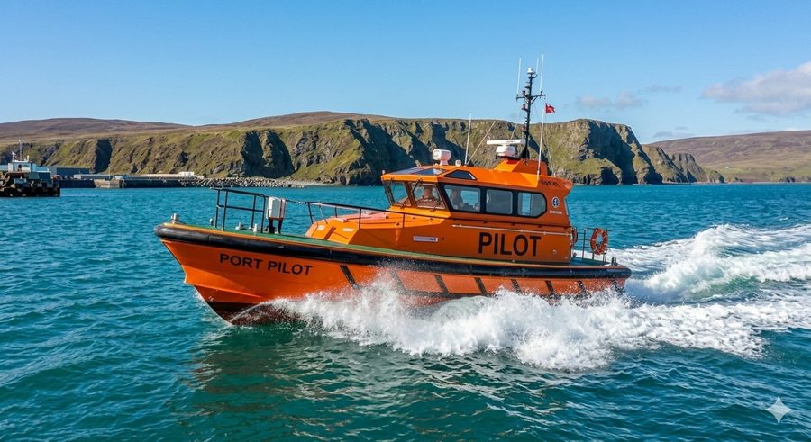 Pilot boat under way