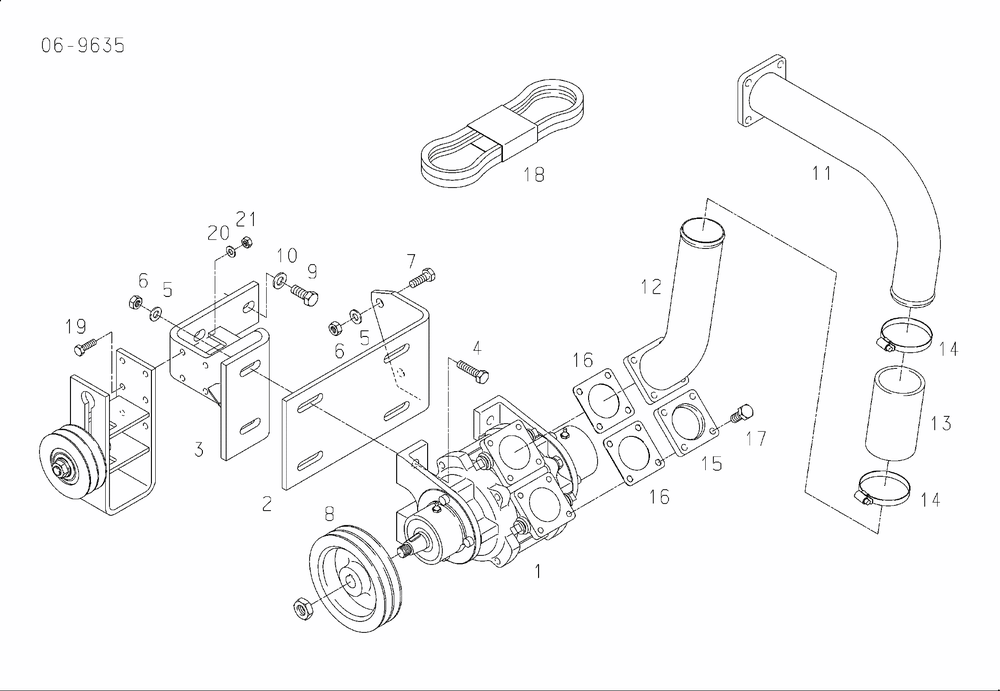 MAN raw water pump 50.06500-7017 exploded parts diagram with numbered components