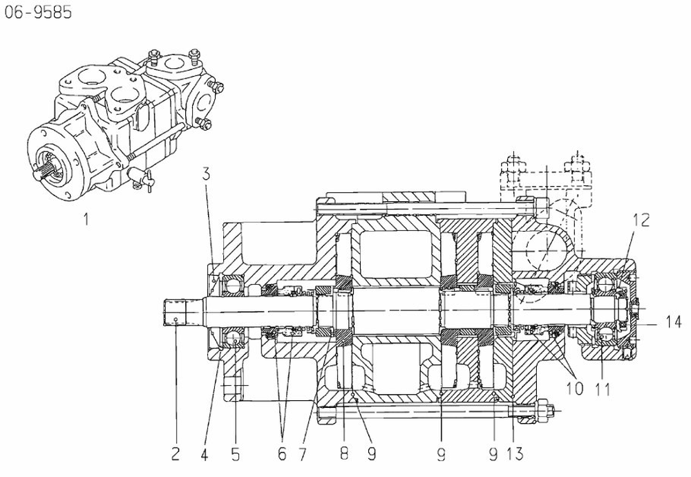 MAN raw water pump 51.06500-6607 exploded parts diagram with numbered components