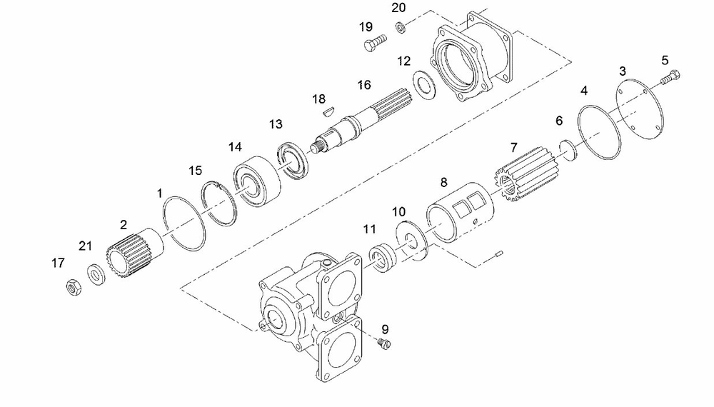 MAN raw water pump 51.06500-7026 exploded parts diagram with numbered components