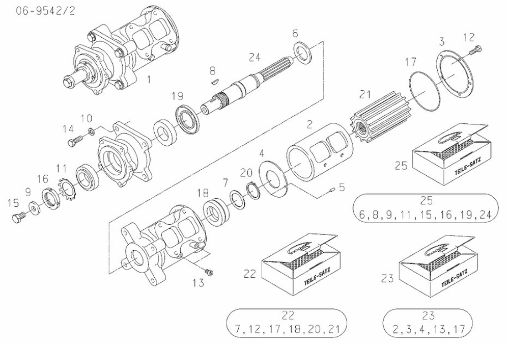 MAN raw water pump 51.06500-7035 exploded parts diagram with numbered components