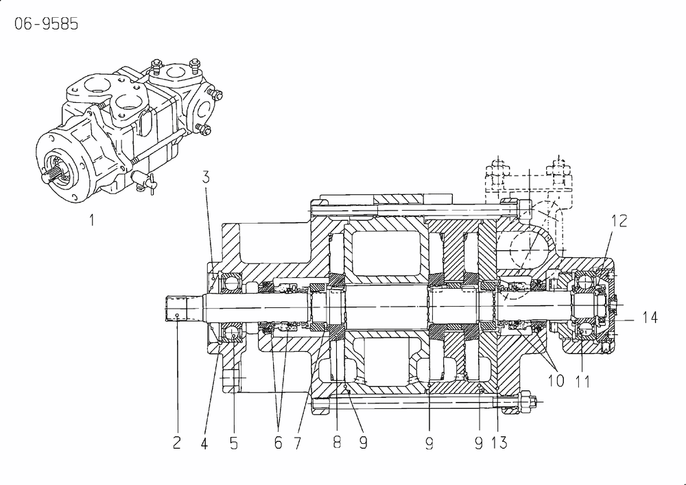 MAN raw water pump 51.06500-7040 exploded parts diagram with numbered components