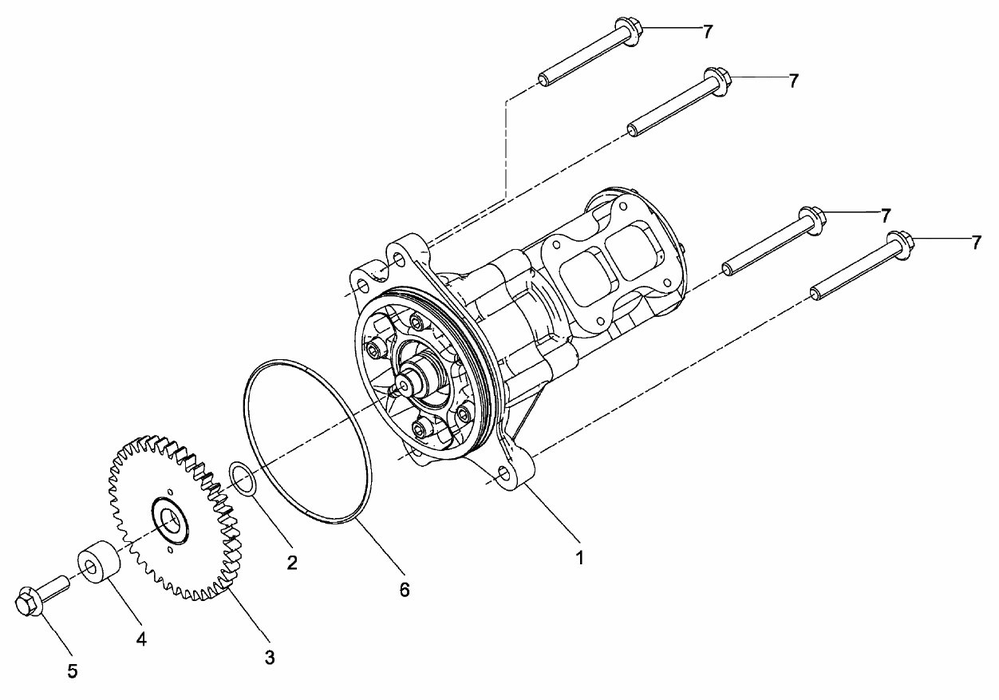 MAN raw water pump 51.06500-7140 exploded parts diagram with numbered components