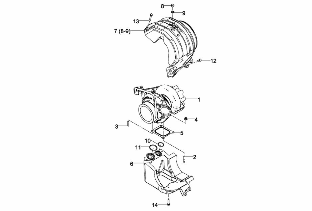 MAN turbocharger 51.09101-7323 exploded parts diagram with numbered components